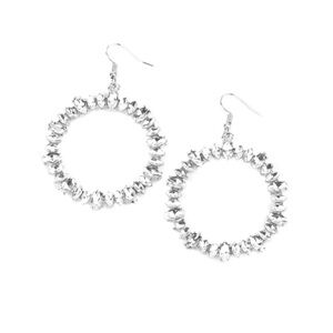Silver Beaded Hoop Earrings with Dangle Design